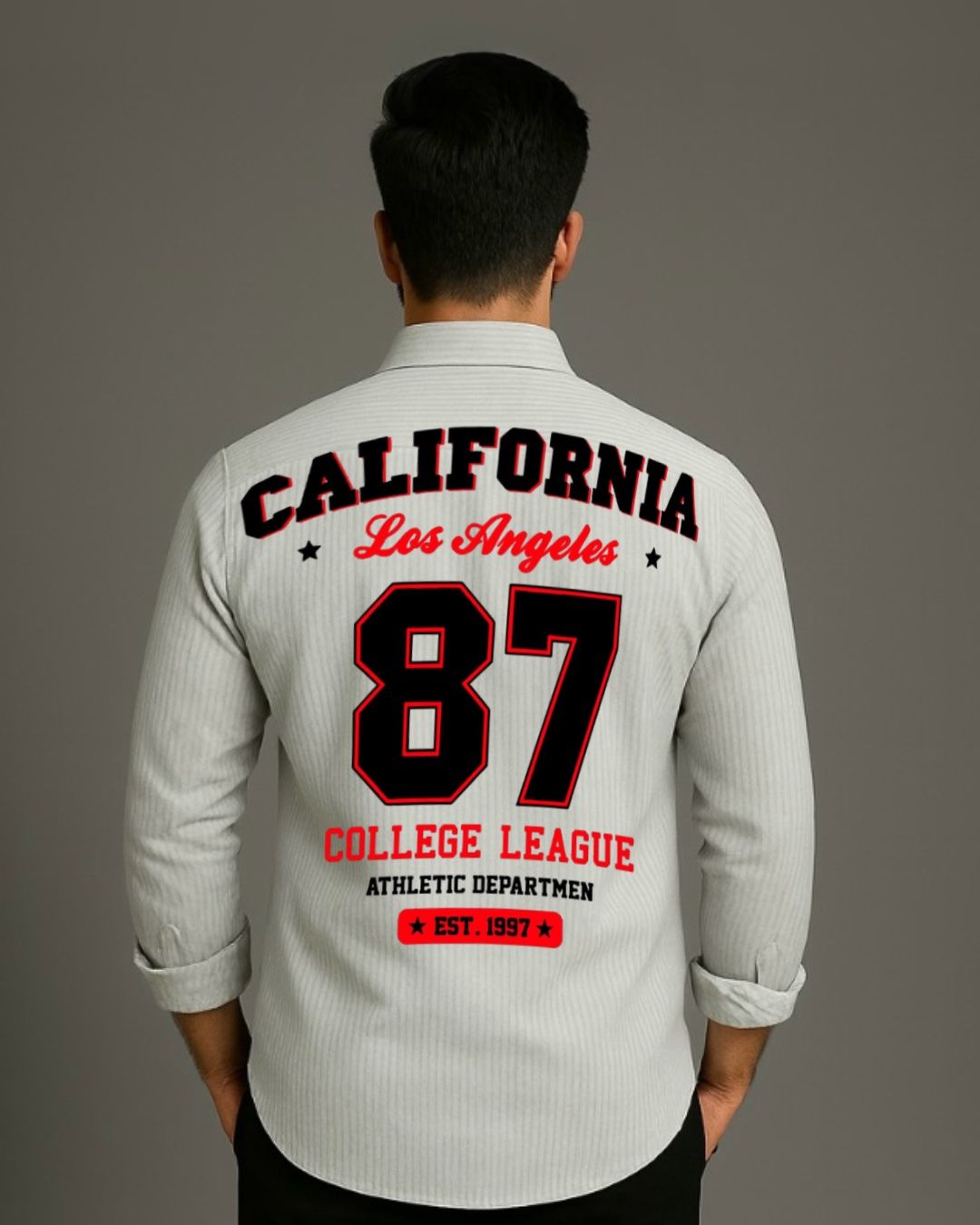 MEN'S COLLEGE LEAGUE  FULL SLEEVE  STRIPE SHIRT
