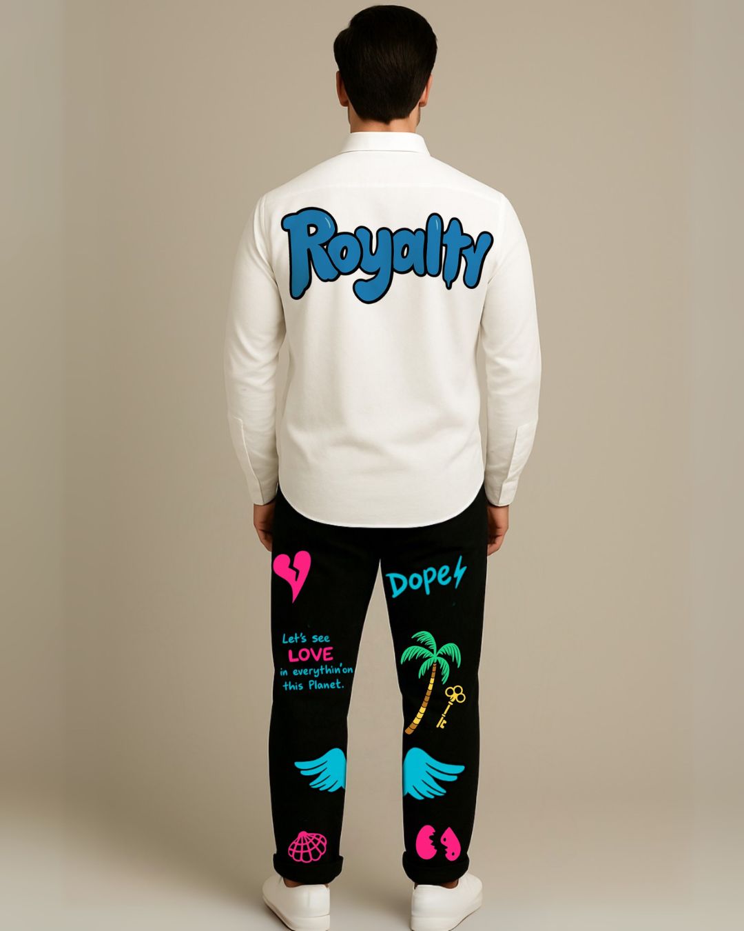 MEN'S DOODLE DOG CORDSET (WHITE AND BLACK)