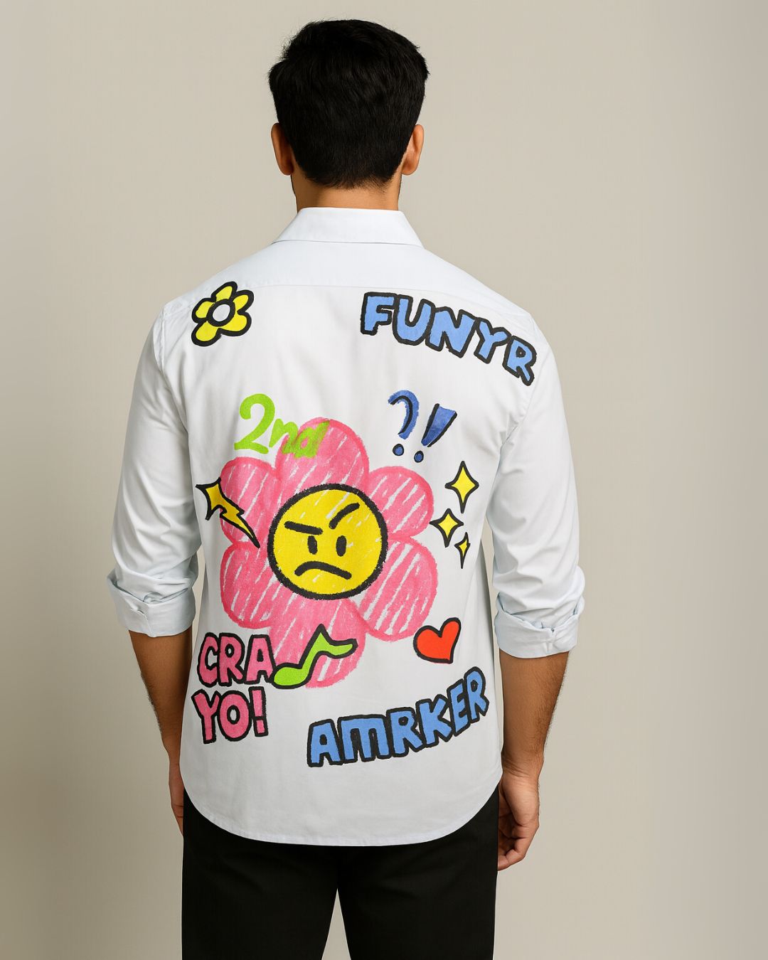 MEN'S FUN AND CLAY FULL SLEEVE WHITE SHIRT