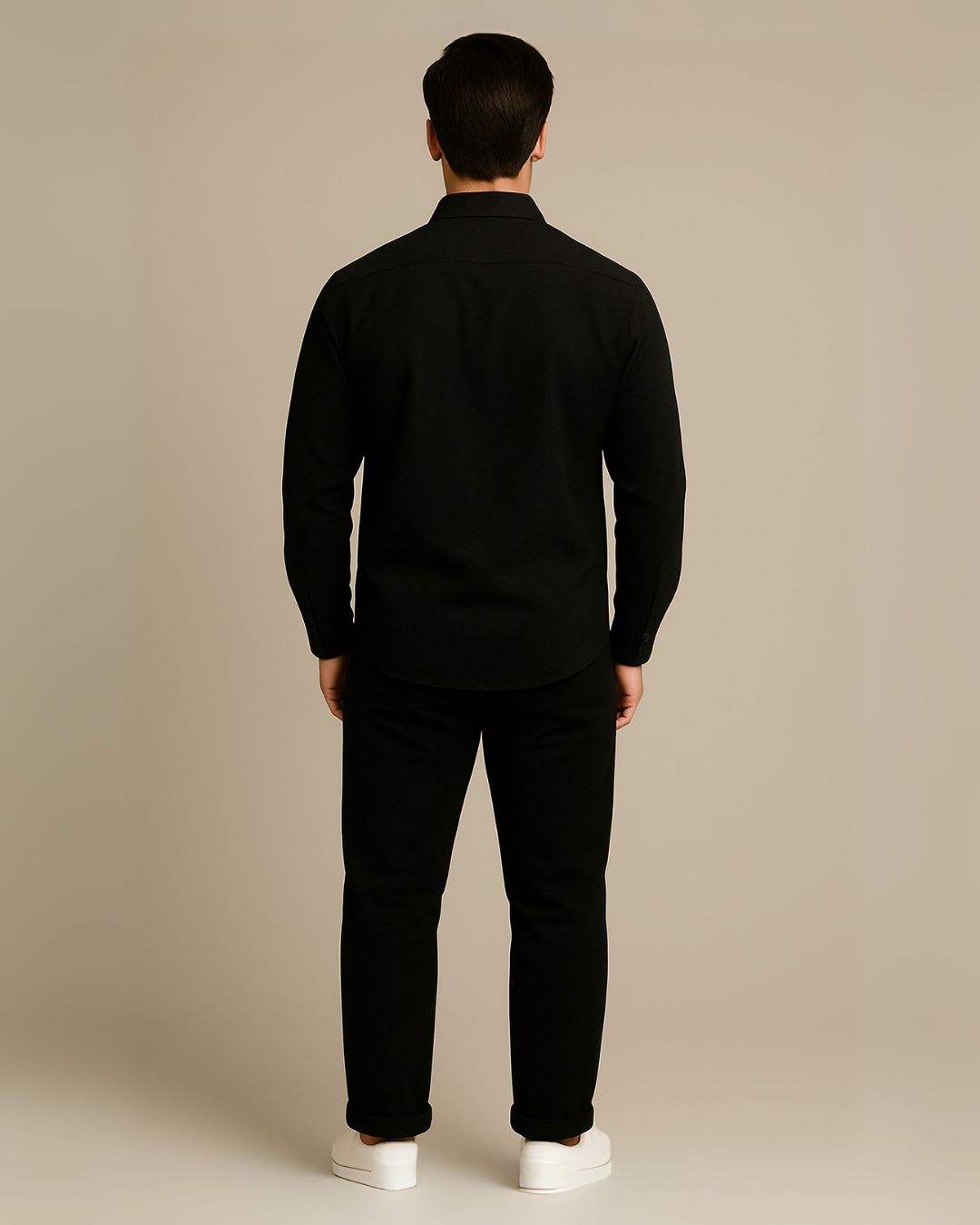 MEN'S REGAL CHEETAH FULL SLEEVE BLACK SHIRT