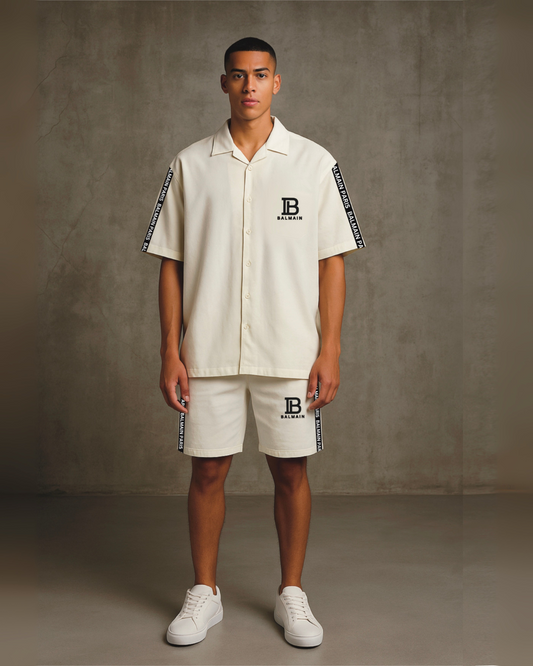 MEN PARIS ULTRASOFT HALF SHIRTS WITH SHORTS CORDSET ( WHITE AND WHITE)(*)