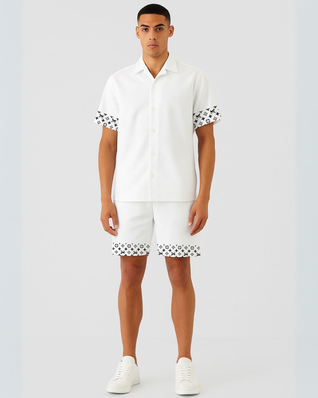 LV2.0 HALF SLEEVE SHIRT WITH SHORTS CORDSET (WHITE AND WHITE )(*)