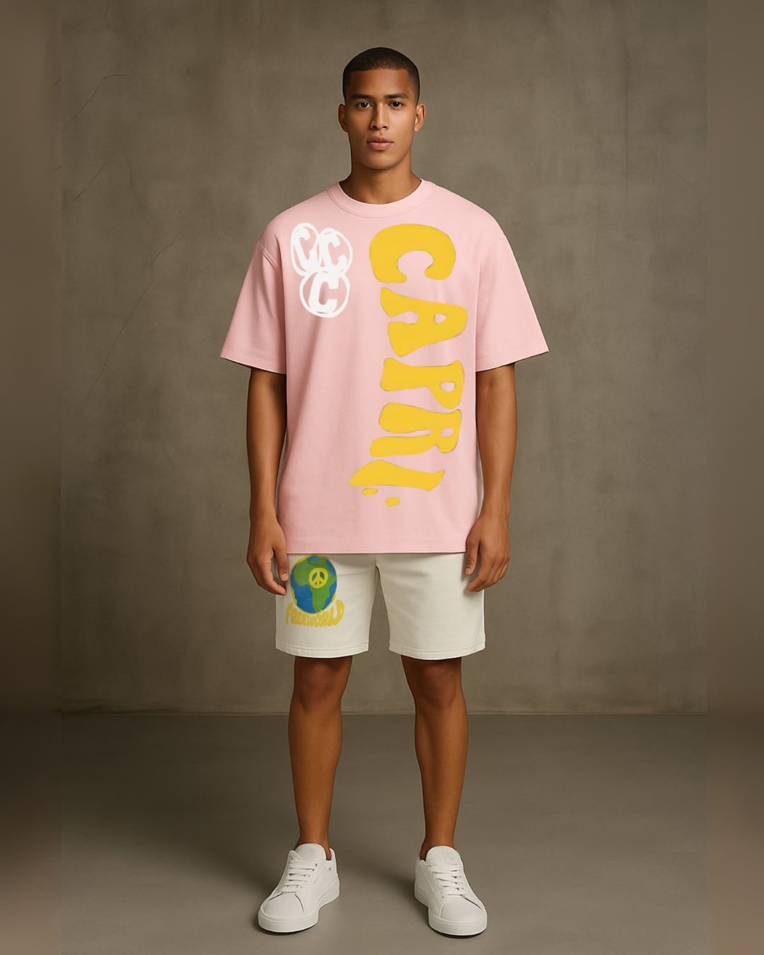 MEN CRAZY  ULTRASOFT SHORTS CORDSET (PINK AND WHITE)(*)