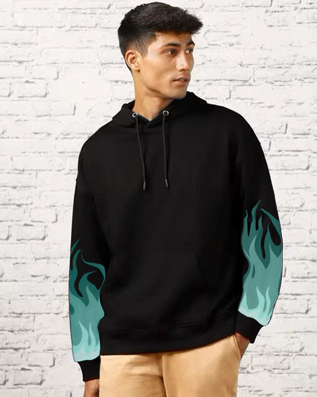 Casual Comfort with Turtle Flames Oversized Hoodie for Men