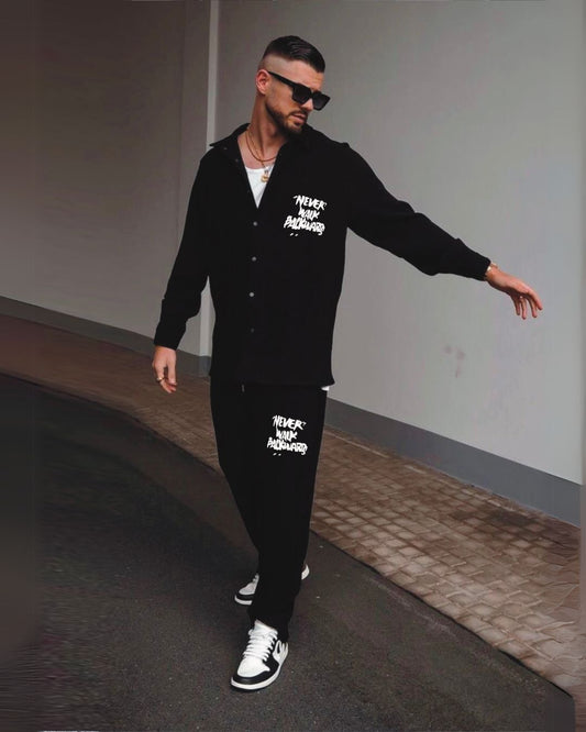 NEVER WALK FULL SLEEVE BLACK CORDSET (BLACK AND BLACK)