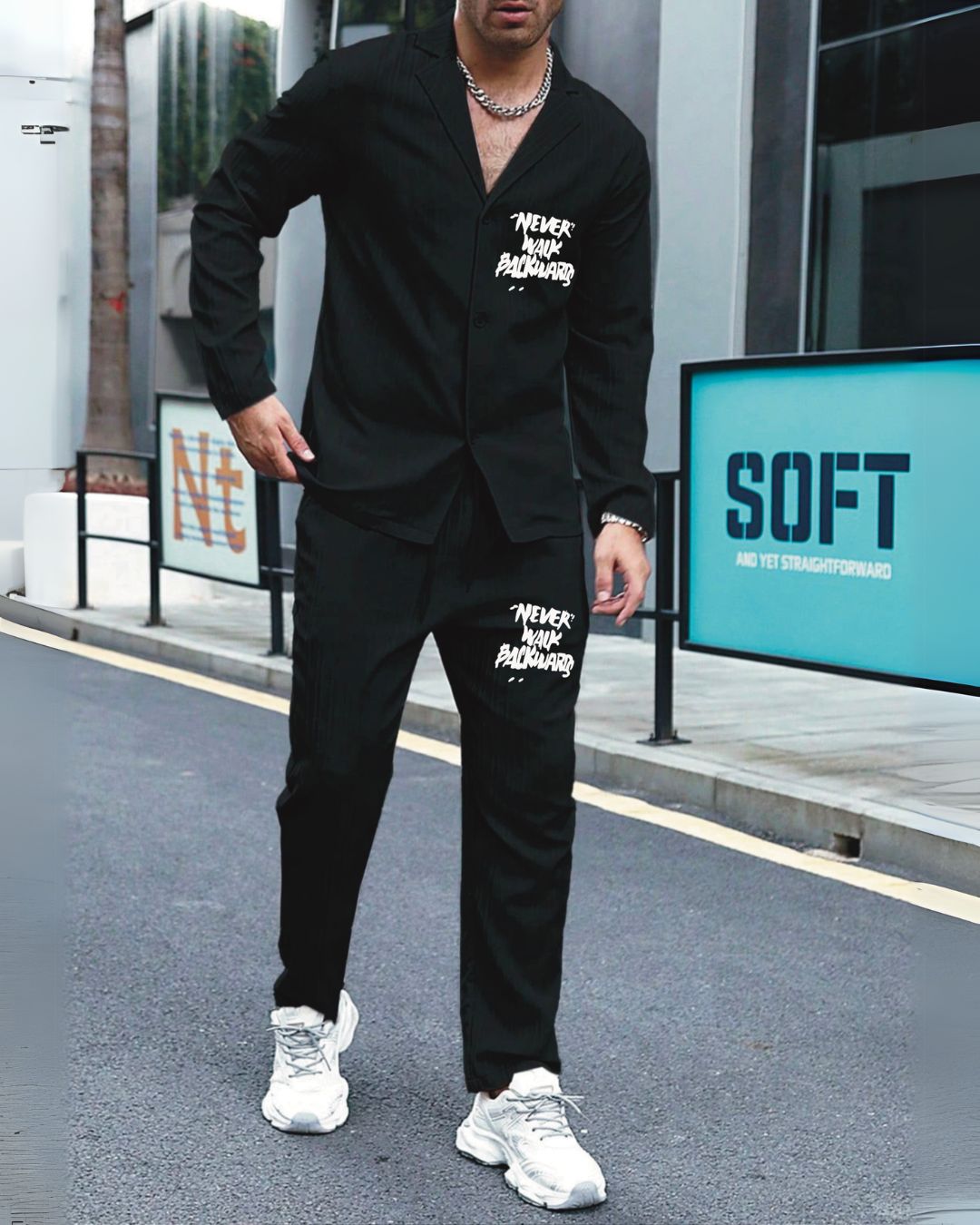 NEVER WALK FULL SLEEVE BLACK CORDSET (BLACK AND BLACK)