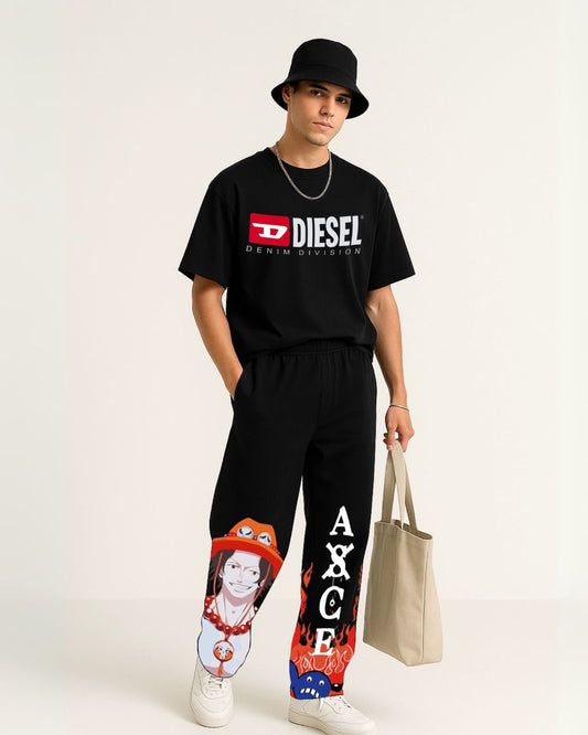 DIESEL BLACK TEES WITH ACE BLACK PANTS(*)