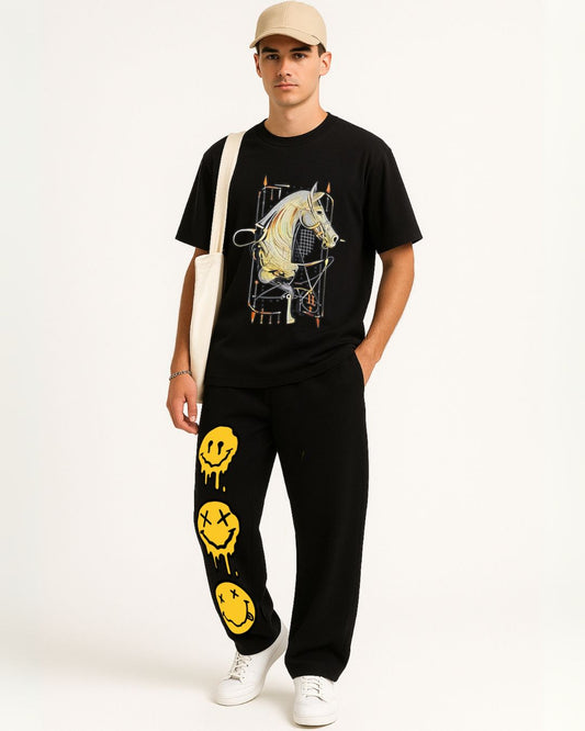 Hermess tees with smiley pants (black and black)(*)
