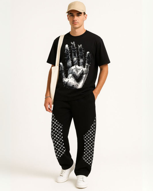 HAND UPWITH LV STYLE BLACK PANTS(*)