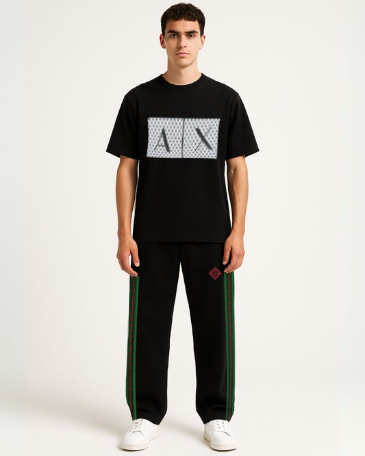 A/X BLACK TEES WITH DILJEET  BLACK PANTS(*)