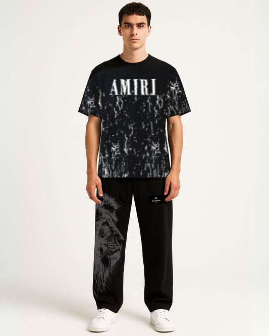 AMIRI BRANDED  BLACK TEES WITH  BALMAIN TIGER BLACK PANTS(*)