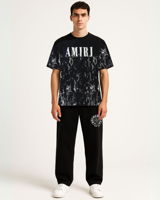 AMIRI BRANDED BLACK TEES WITH HORSES  BLACK PANTS(*)