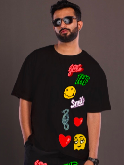 LOVE SMILEY BLACK TEE(*)
