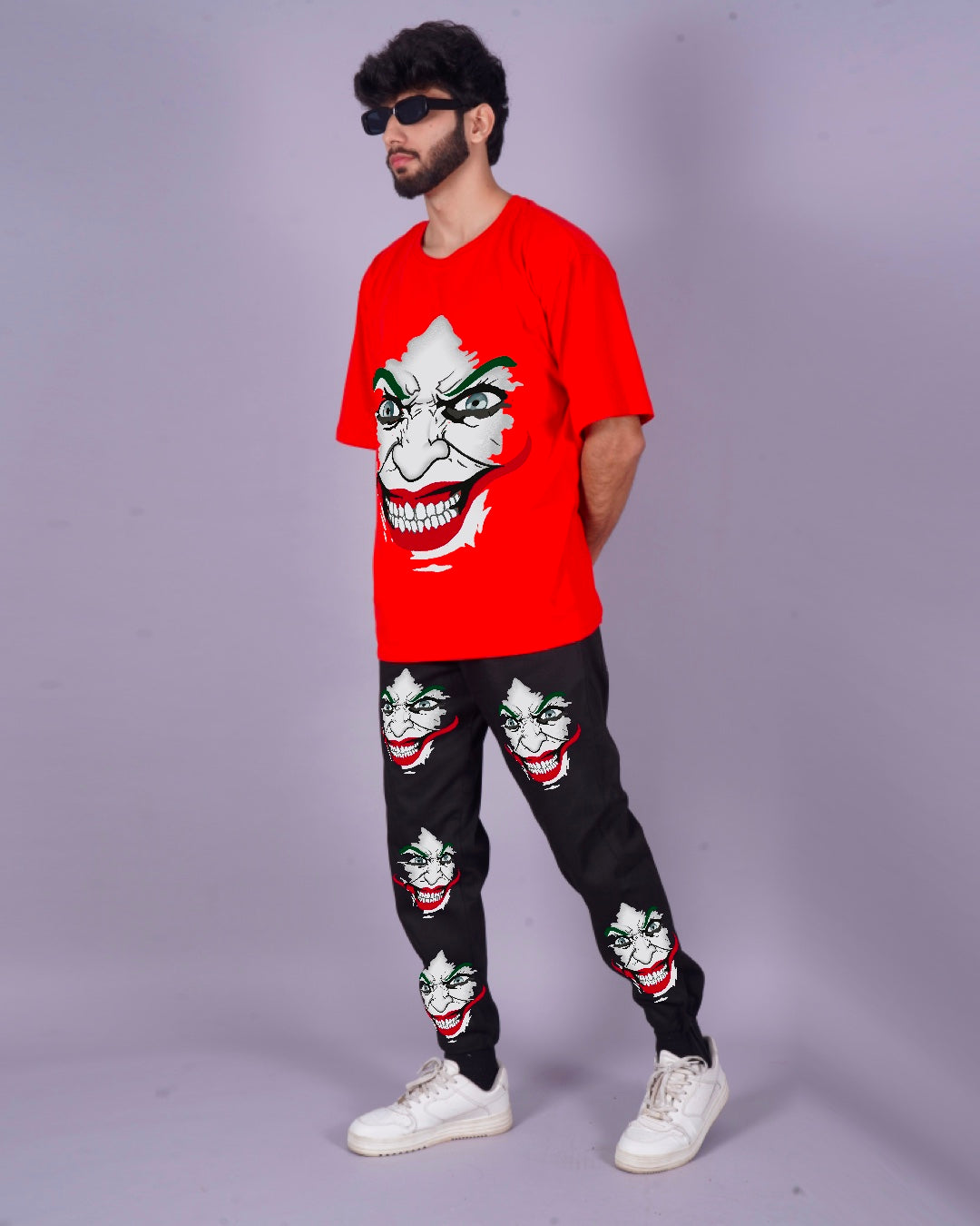 Men's Joker Oversized Co-ord Set in Red and Black