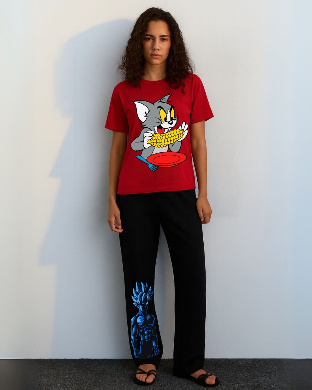 WOMEN STREET CARTOON CORDSET (RED AND BLACK)