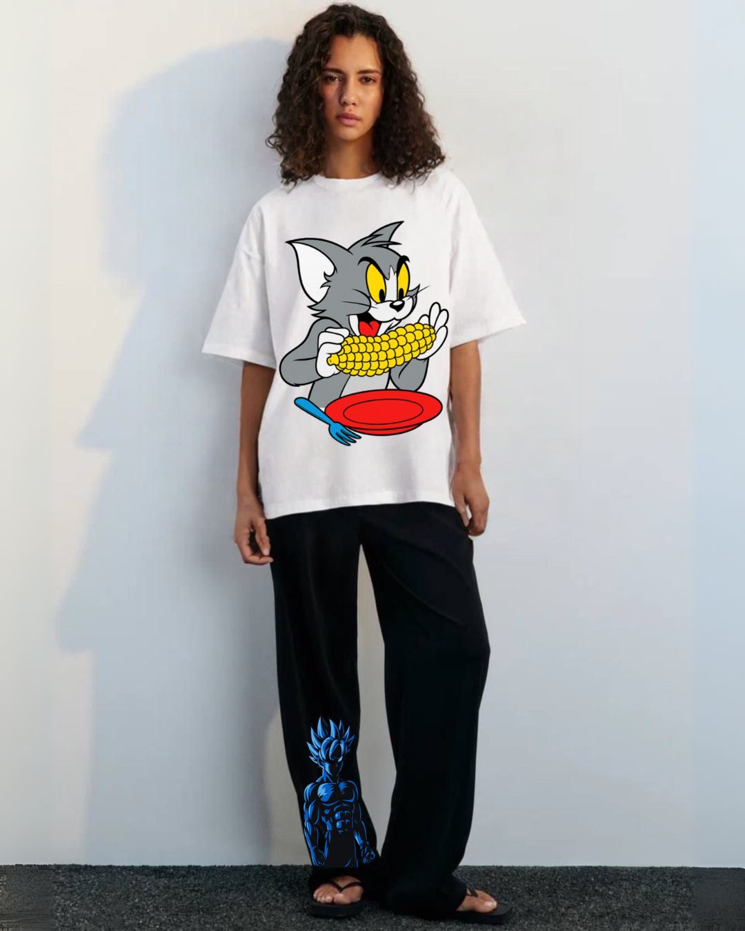 WOMEN STREET CARTOON CORDSET (WHITE AND BLACK)