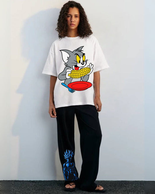 WOMEN STREET CARTOON CORDSET (WHITE AND BLACK)