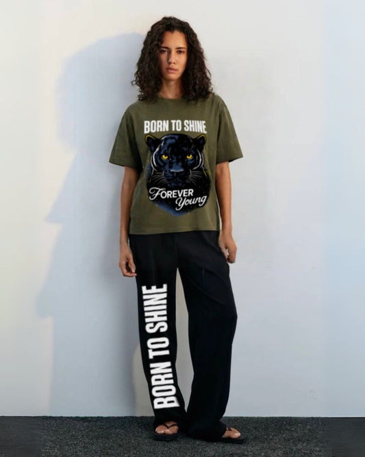 WOMEN'S BORN TO SHINE CORDS (OLIVE AND BLACK)