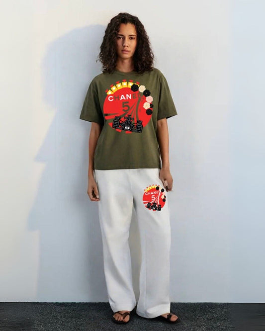 WOMEN'S CHANEL CORDS (OLIVE AND WHITE)