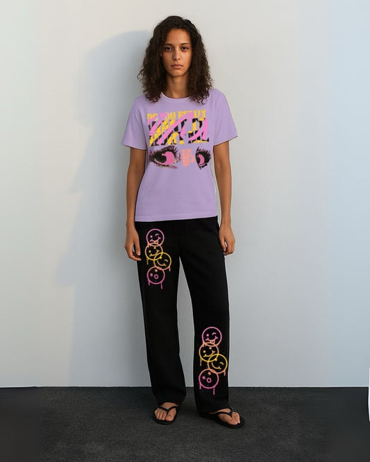 WOMEN'S FACES CORDS (PURPLE & BLACK)