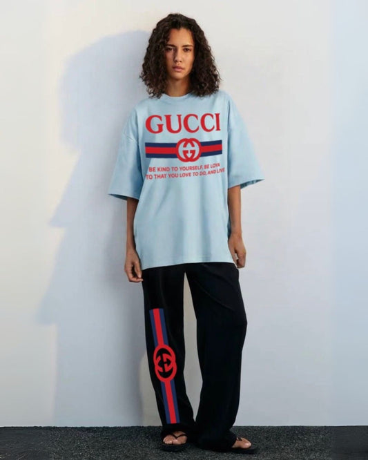 WOMEN'S  GUCCI FLAG CORDS (BLUE AND BLACK)