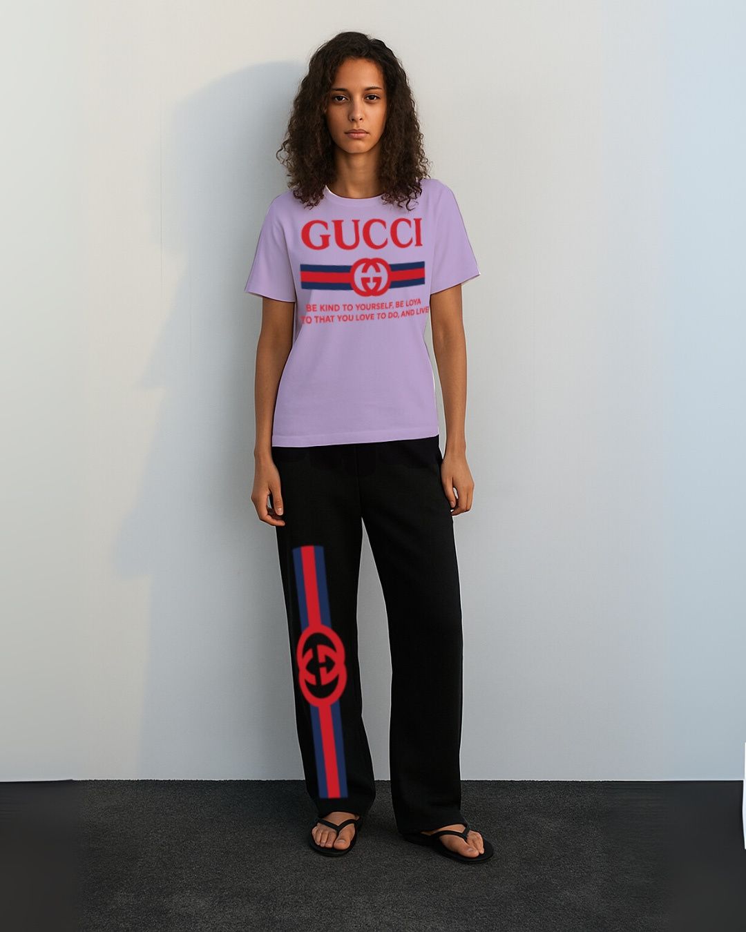 WOMEN'S  GUCCI FLAG CORDS (PURPLE AND BLACK)