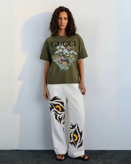 WOMEN'S GUCCI SAFARI  CORDS (OLIVE AND WHITE)