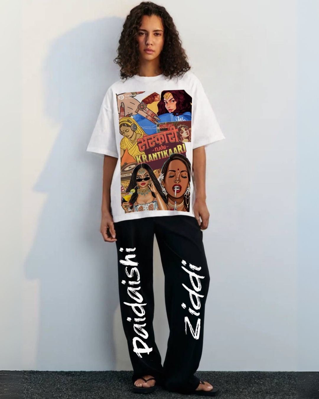 WOMEN'S KRANTI COUTURE CORDSET (WHITE AND BLACK)