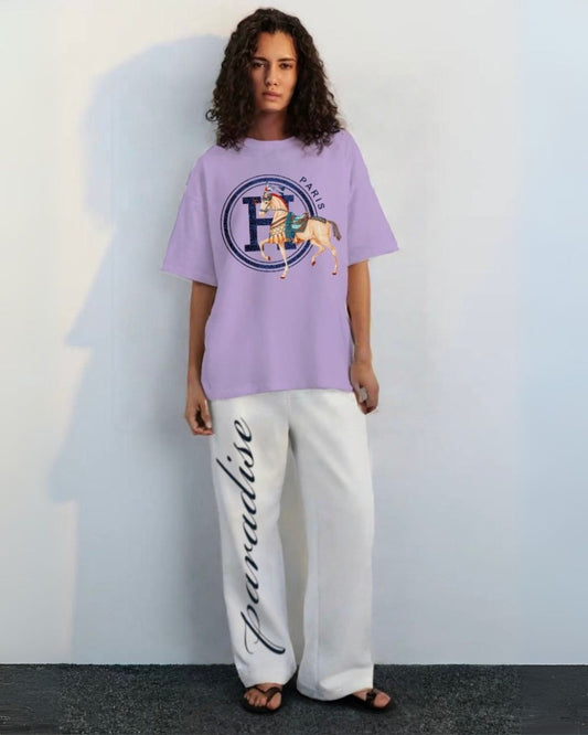 WOMEN'S PARIS HORSE CORDS (PURPLE AND WHITE)