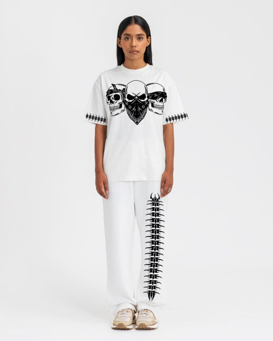 WOMEN'S SKULL MAFIA CORDS (WHITE AND WHITE)