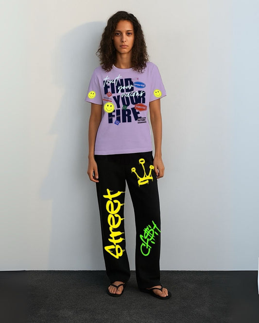 WOMEN'S STREET FIRE CORDS (PURPLE AND BLACK)