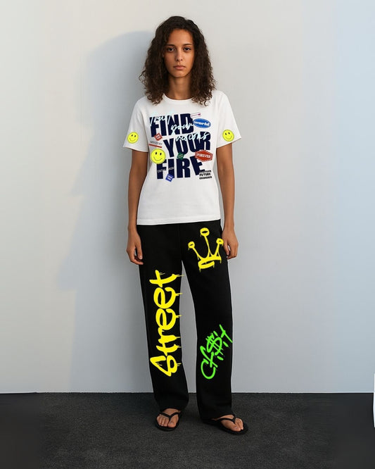 WOMEN'S STREET FIRE CORDS (WHITE AND BLACK)