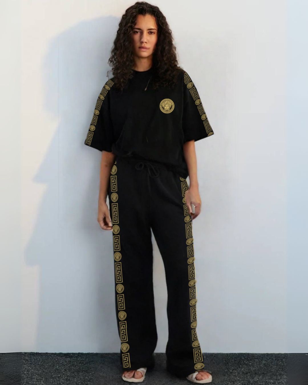 WOMEN'S VERSACE CODED CORDSET ( BLACK AND BLACK)