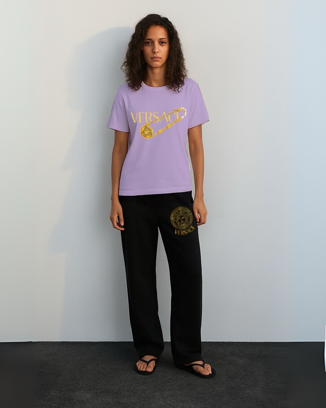 WOMEN'S VERSACE PIN CORDS (PURPLE AND BLACK)