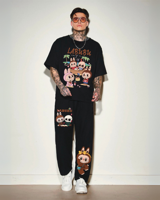 BEACH VIBE LABUBU CORDSET (BLACK AND BLACK)