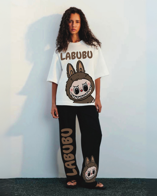 BUNNY LABUBU CORDSET (WHITE AND BLACK)