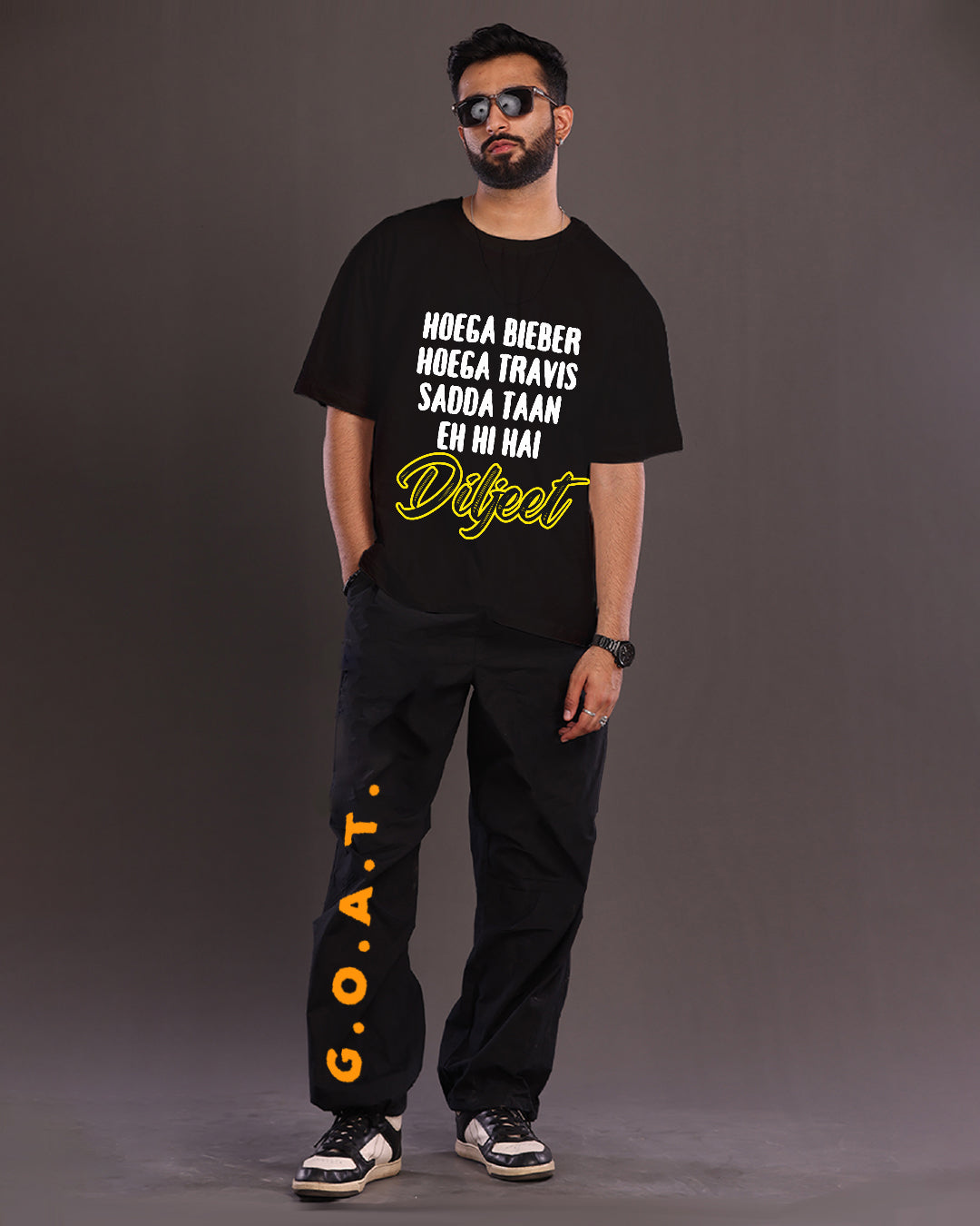 Men's Diljeet Oversized Co-Ord Set - Black and Black