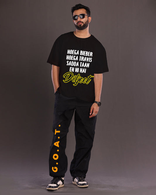 Men's Diljeet Oversized Co-Ord Set - Black and Black