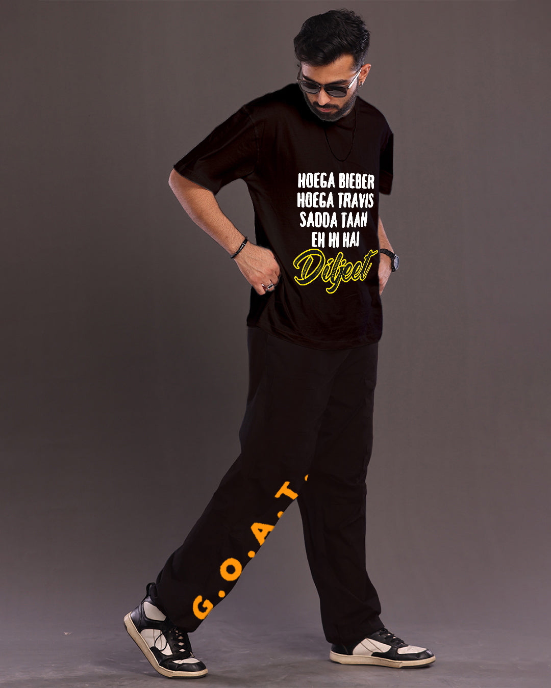 Men's Diljeet Oversized Co-Ord Set - Black and Black