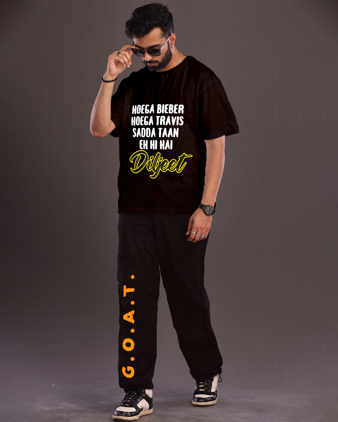 Men's Diljeet Oversized Co-Ord Set - Black and Black