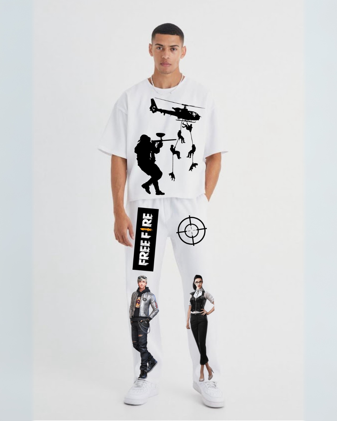 MEN'S FREEFIRE CORDSET (WHITE AND WHITE)