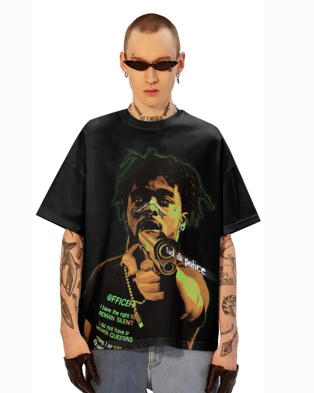 FUCK DA POLICE UNISEX EXCLUSIVE OVERSIZED TEE - BLACK