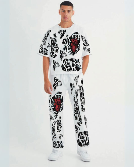 MEN'S HEART CLICKER COORDSET WHITE AND WHITE(*)