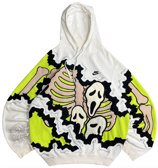 Unisex White Oversized Hoodie - Ghost Mask