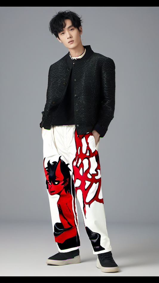 Unisex White Ultrasoft Cotton Pant - Red Devil