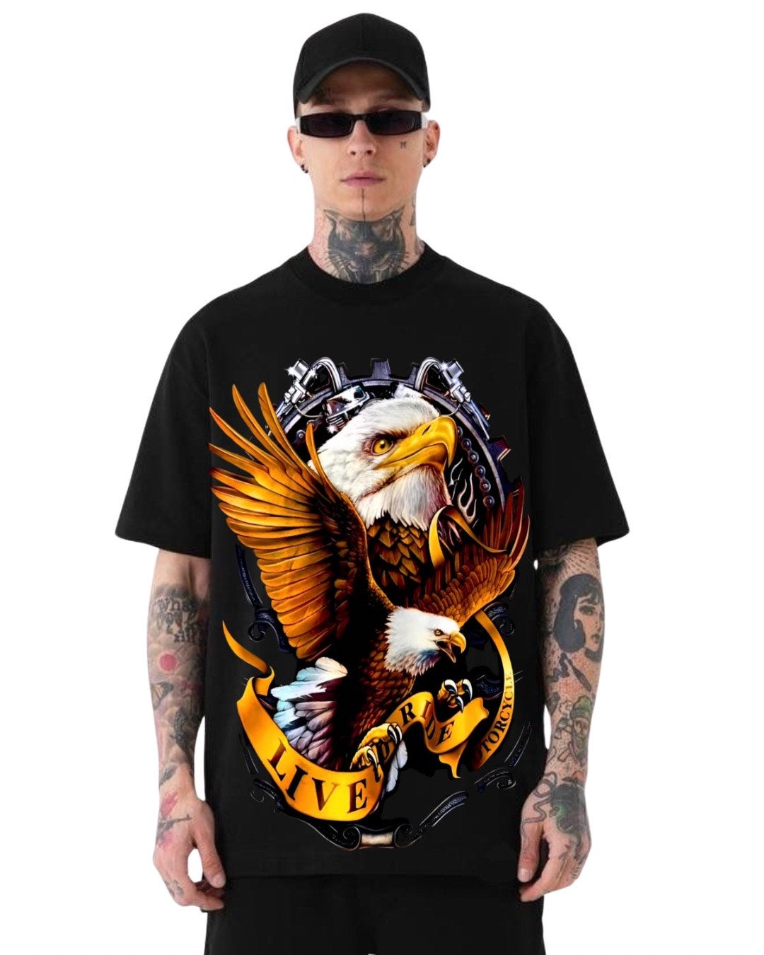 Eagle Fire Unisex Exclusive Oversized Tee - Black(*)