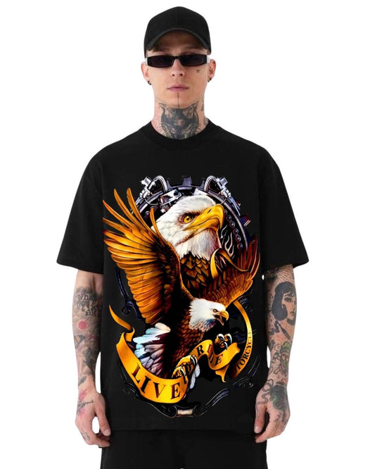 Eagle Fire Unisex Exclusive Oversized Tee - Black(*)