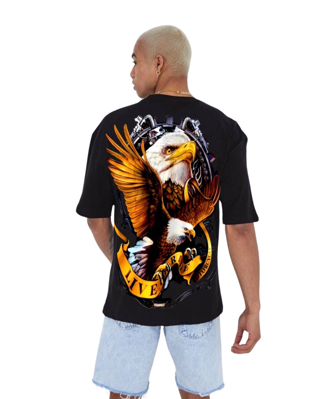 Eagle Fire Unisex Exclusive Oversized Tee - Black(*)