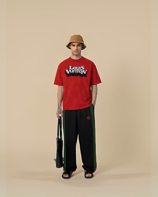 louis vitton tees with diljit  pants (red and black)(*)