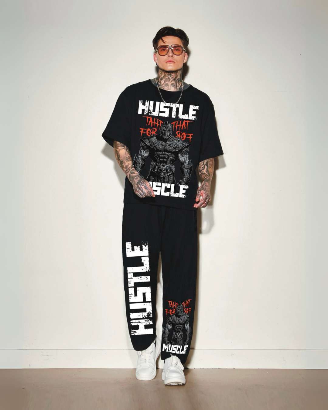 MEN'S  MUSCLE HUSTLE CORDSET (BLACK AND BLACK)